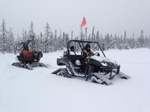 Hobo Exploration All Terrain Track Drill on top of 4 feet of snow
